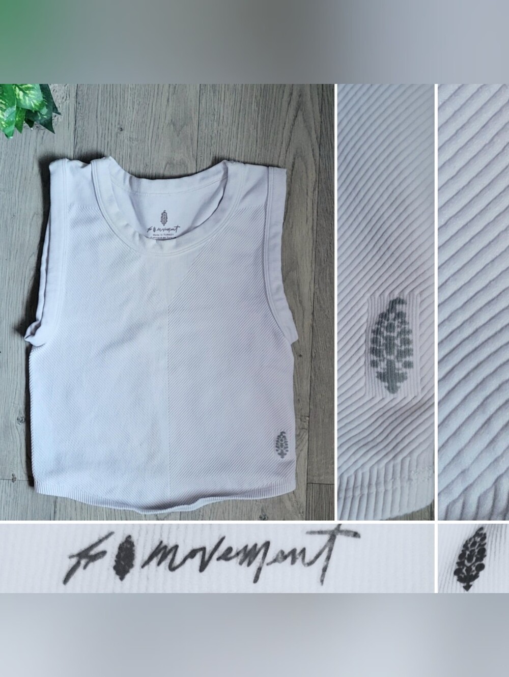 Free People Movement White Free Throw Muscle Tank Ribbed High Neck, Women's M/L